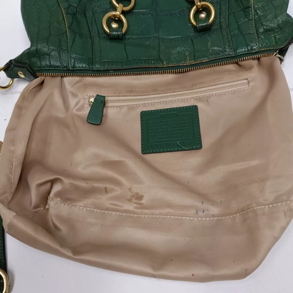 RARE Emerald Green Coach Ashley Embossed Leather Croc Alligator Handbag Xbody - Picture 13 of 16
